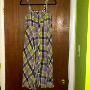 Cotton Gauze Plaid Smocked-back Sundress sz 10